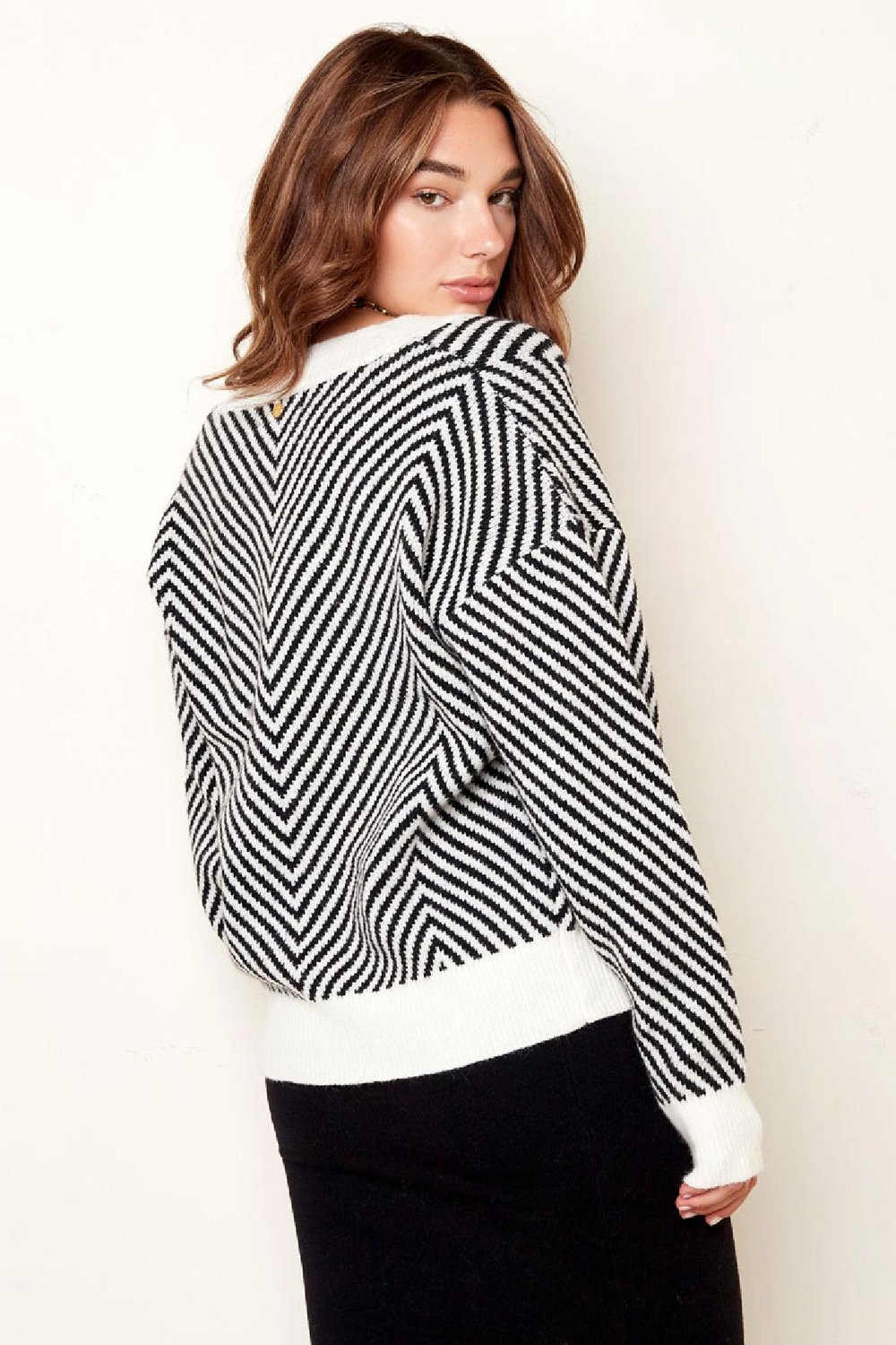 Cardigan en maille rayé noir et blanc Noir & White S/M h5Image6